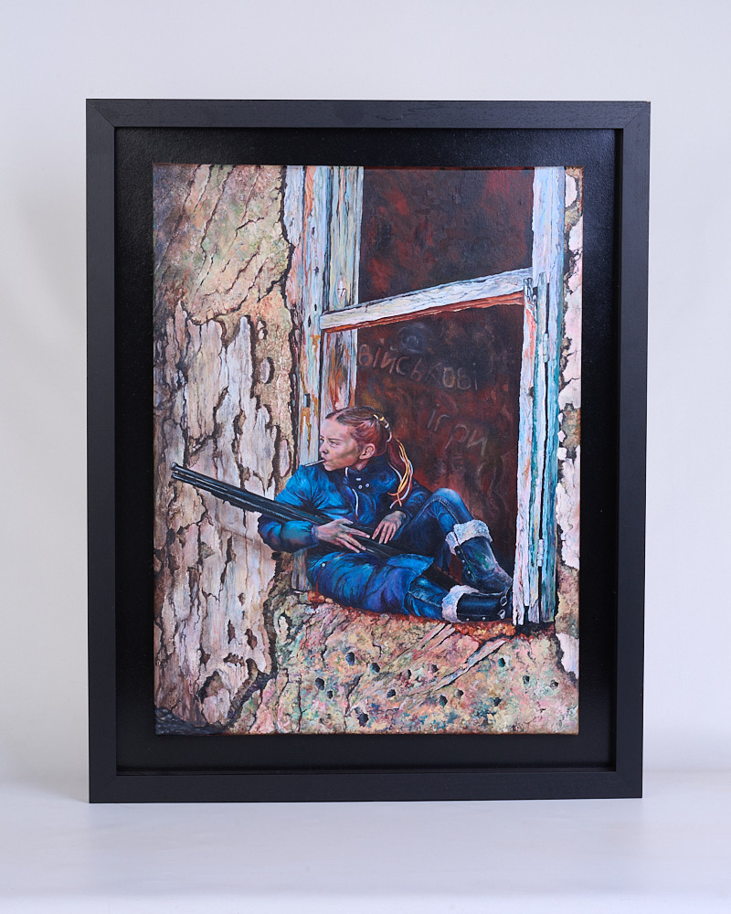 ‘War Games’ Oil on Linen Painting by Janice Lightowler, Framed