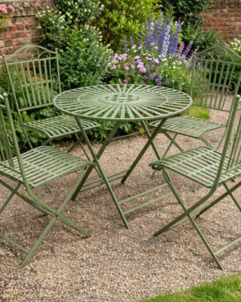 Green Metal Folding Garden Table & 4 Chairs