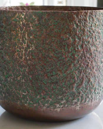 Hammered Copper Verdigris Planter Pot with Textured Finish