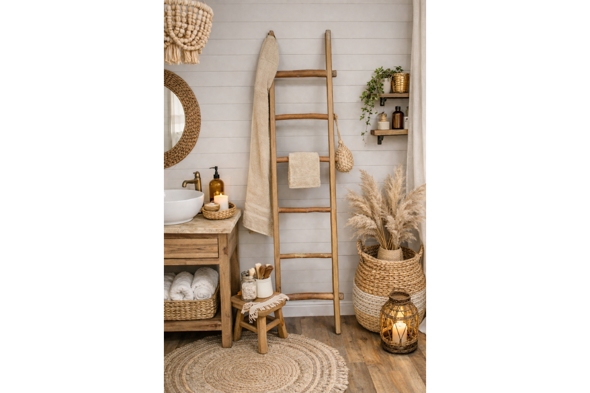 Natural Wood Decorative Ladder