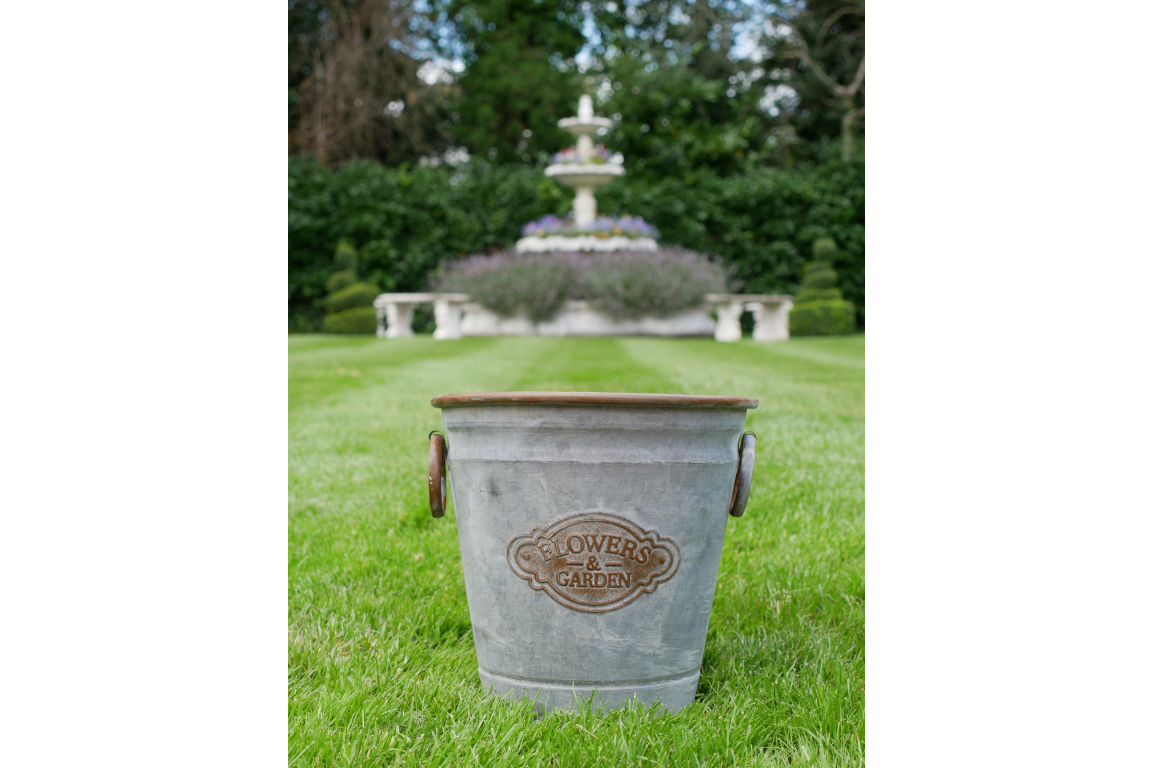 Galvanised Metal Flowers & Garden Bucket Planter