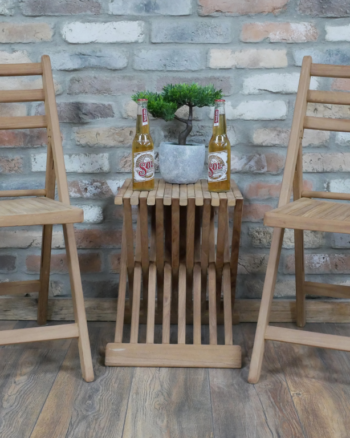 Teak Wood Folding Bistro Set with Slat Design