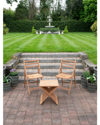 Teak Wood Folding Bistro Set with Slat Design