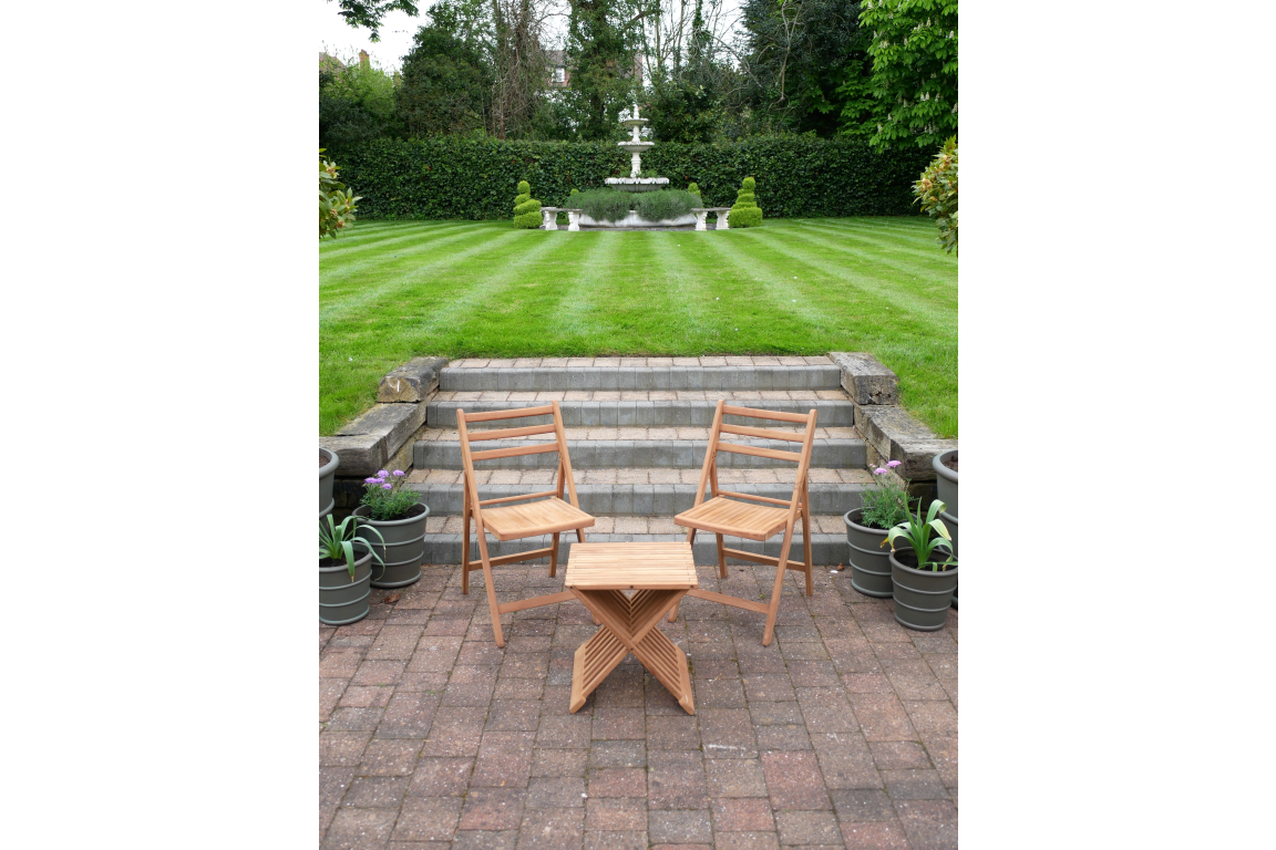 Teak Wood Folding Bistro Set with Slat Design