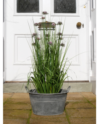 Galvanized Metal Oval Planter with Side Handles