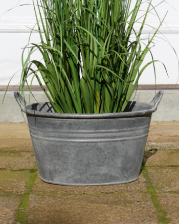 Galvanized Metal Oval Planter with Side Handles