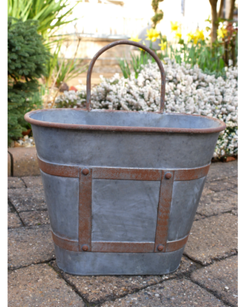 Galvanised Metal Bucket Style Planter