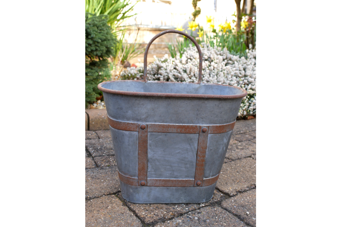 Galvanised Metal Bucket Style Planter
