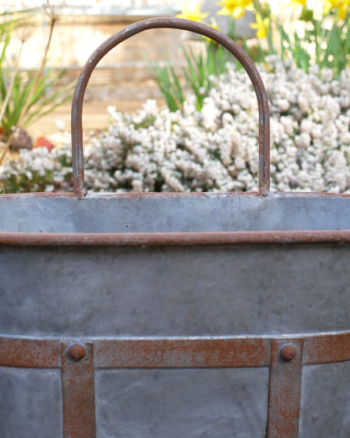 Galvanised Metal Bucket Style Planter
