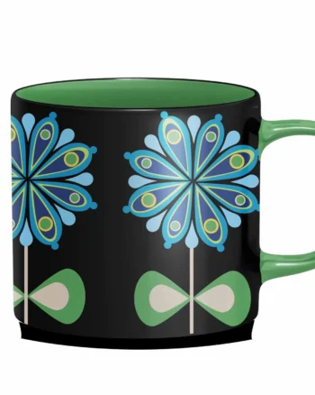 Casbah Blue Flower Mid Century Stackable Matte Coffee Mug