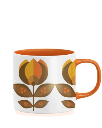 Orange Tulip Flower Mid Century Matte Coffee Mug