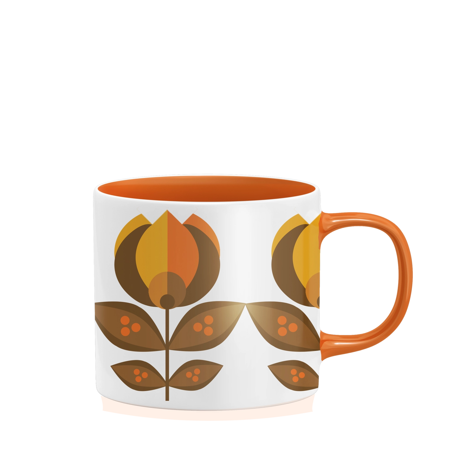 Orange Tulip Flower Mid Century Matte Coffee Mug