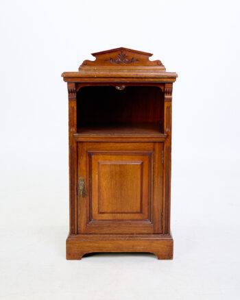 Antique Wooden Bedside Cabinet with Carved Detail
