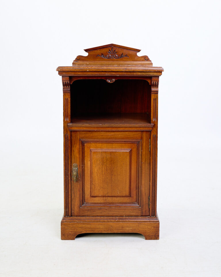 Antique Wooden Bedside Cabinet with Carved Detail