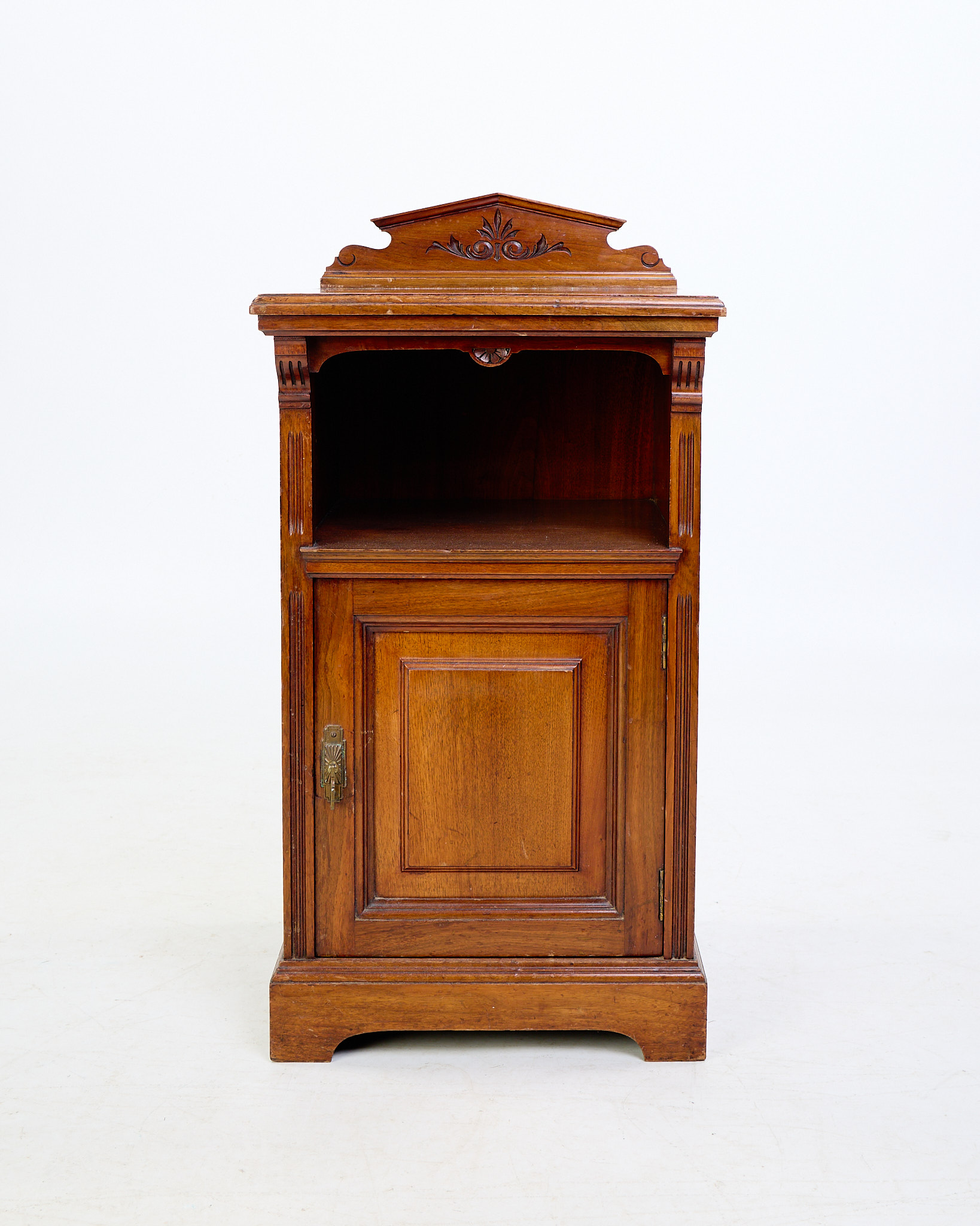 Antique Wooden Bedside Cabinet with Carved Detail
