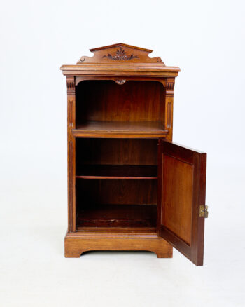 Antique Wooden Bedside Cabinet with Carved Detail