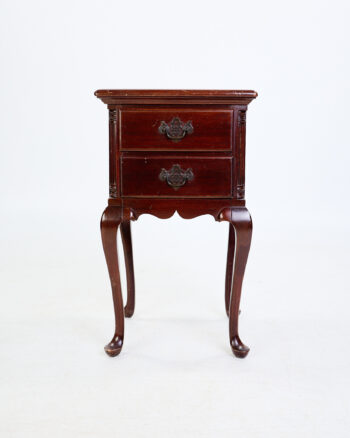 Vintage Wooden Bedside Table with Two Drawers