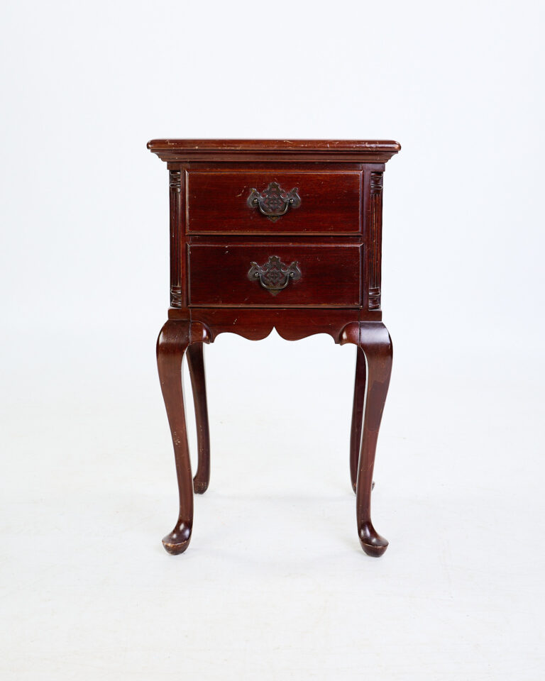 Vintage Wooden Bedside Table with Two Drawers