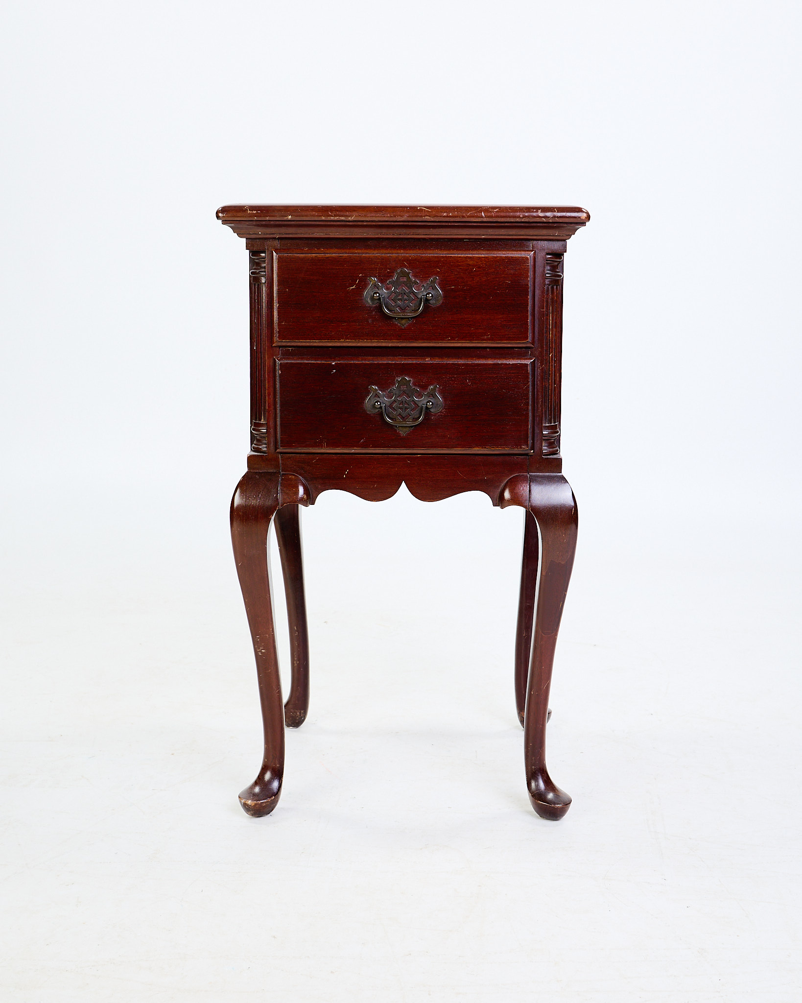 Vintage Wooden Bedside Table with Two Drawers