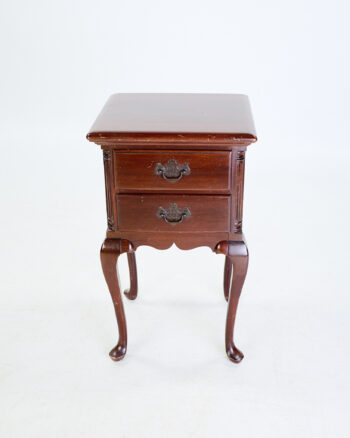 Vintage Wooden Bedside Table with Two Drawers