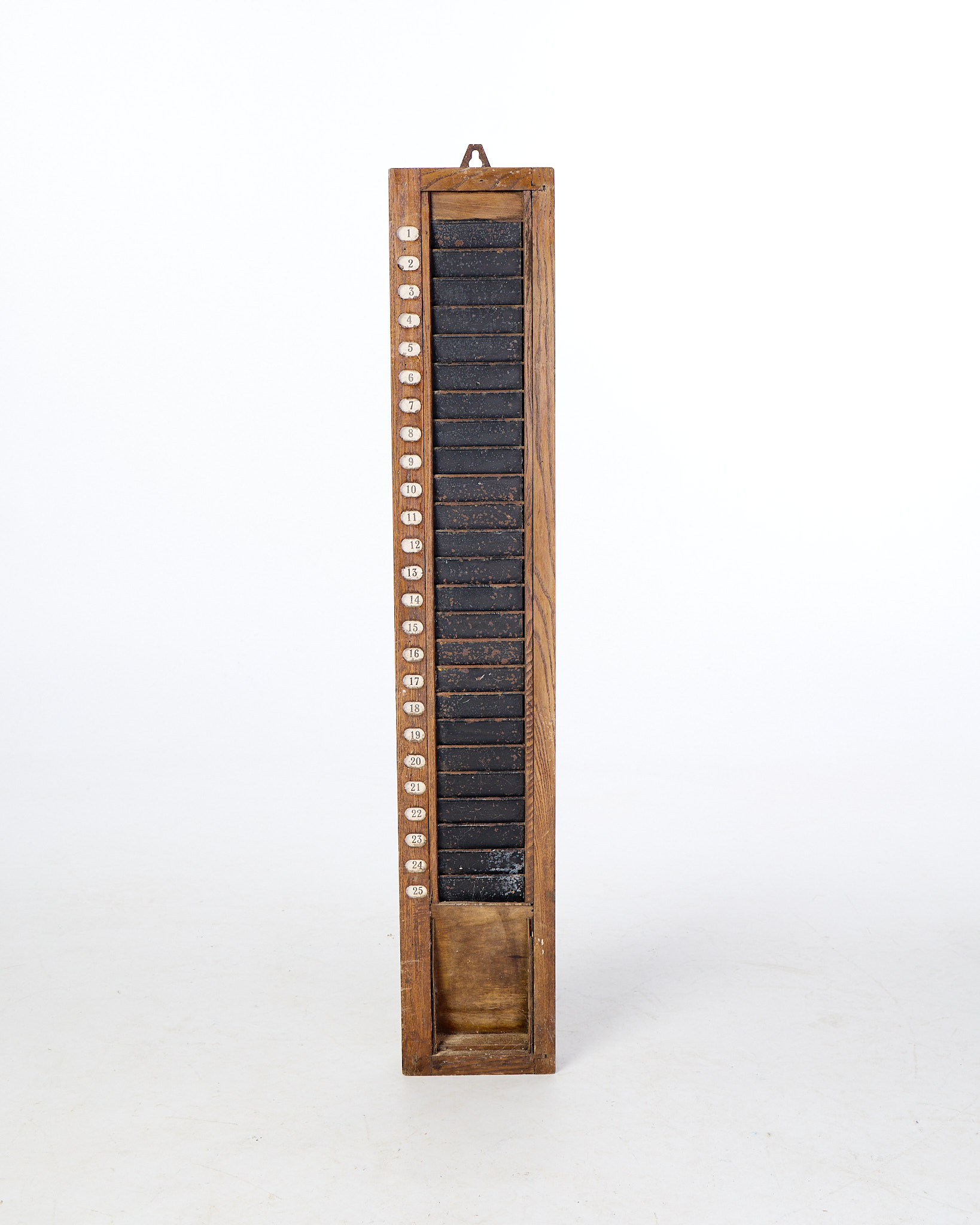 Vintage Wooden Time Card Rack with Numbered Slots