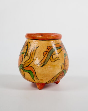 Hand-Painted Pottery Vessel with Tribal Figures