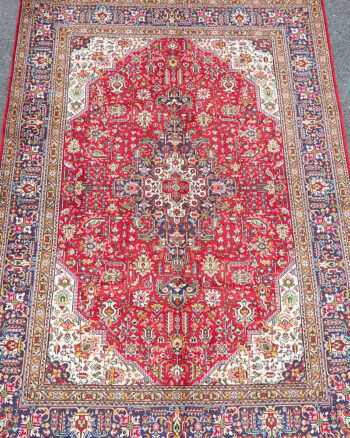 Vintage Persian Tabriz Carpet with Red Floral Medallion Design – TRA10