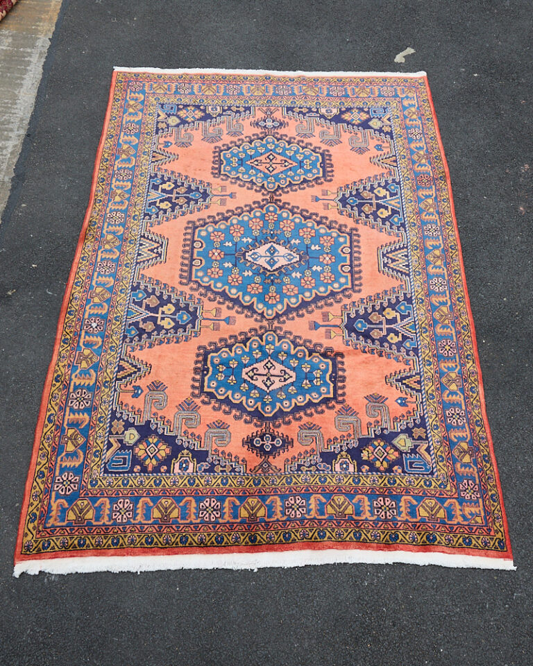 Hand Woven Persian Viss Wool Carpet with Treble Medallion Design - TRA08