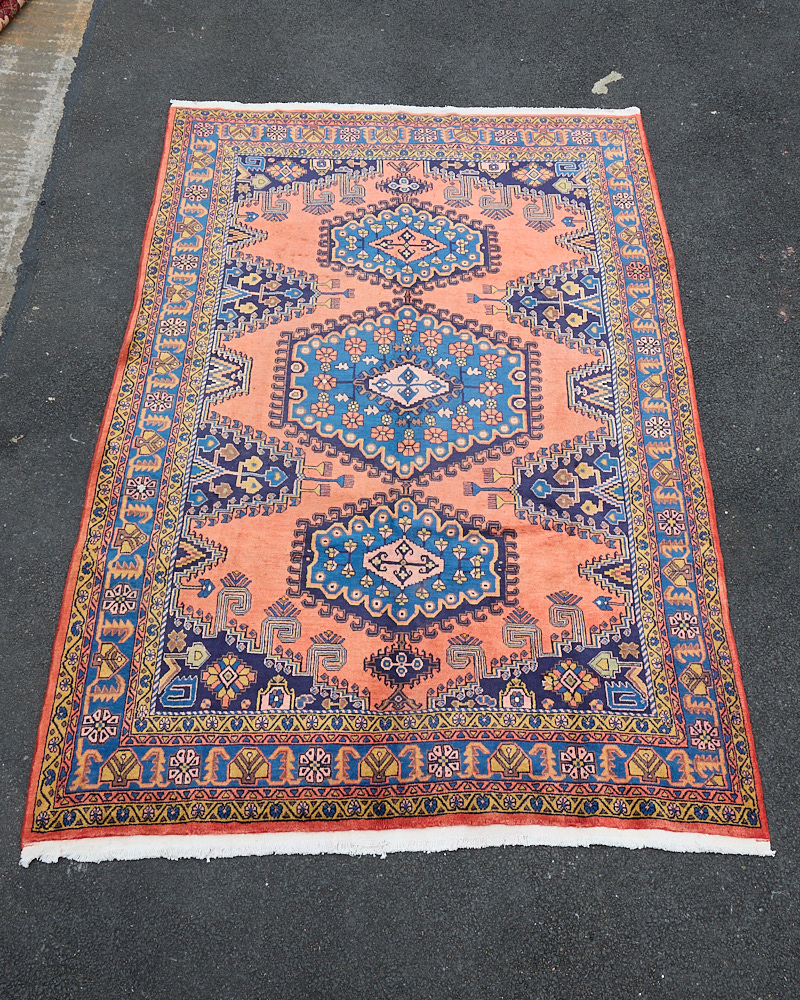 Hand Woven Persian Viss Wool Carpet with Treble Medallion Design – TRA08