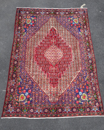 Vintage Persian Bijar Wool Carpet with Floral Medallion – TRA11