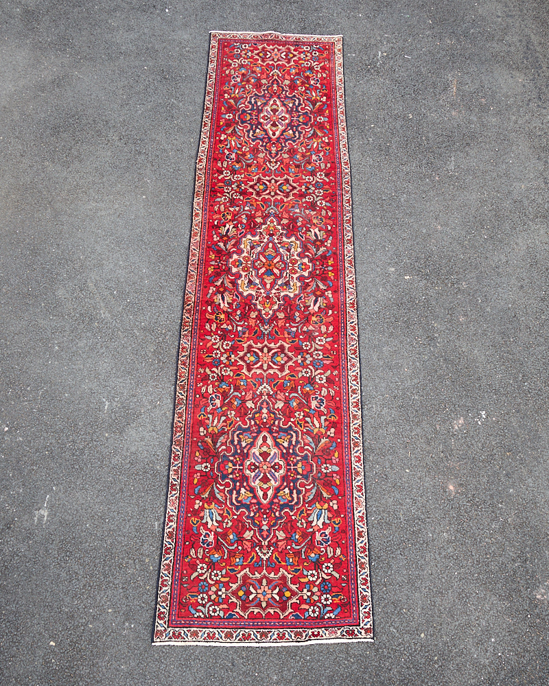 Vintage Persian Tabriz Wool Runner with Floral Medallion Design – TRA03