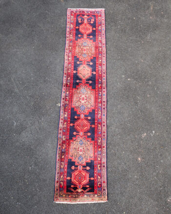 Vintage Persian Ardibal Runner with Rich Blue Ground & Geometric Patterns – TRA04