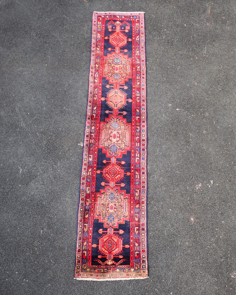 Vintage Persian Ardibal Runner with Rich Blue Ground & Geometric Patterns - TRA04