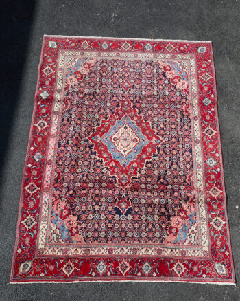 Vintage Hand Woven Persian Wool Bijar Carpet with Medallion – TRA12