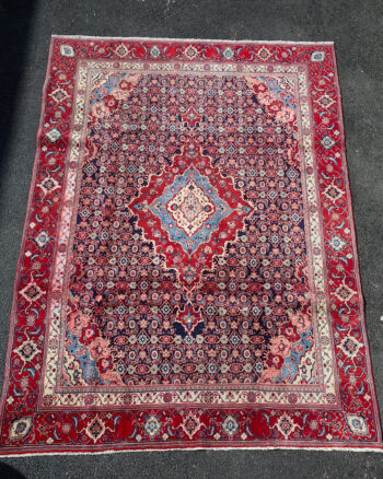 Vintage Hand Woven Persian Wool Bijar Carpet with Medallion – TRA12