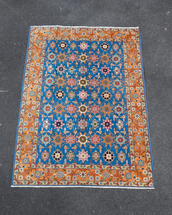 Vintage Persian Hand-Woven Wool Rug with All-Over Floral Design – TRA13