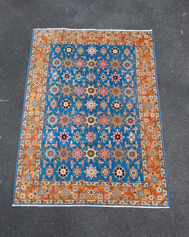 Vintage Persian Hand-Woven Wool Rug with All-Over Floral Design - TRA13