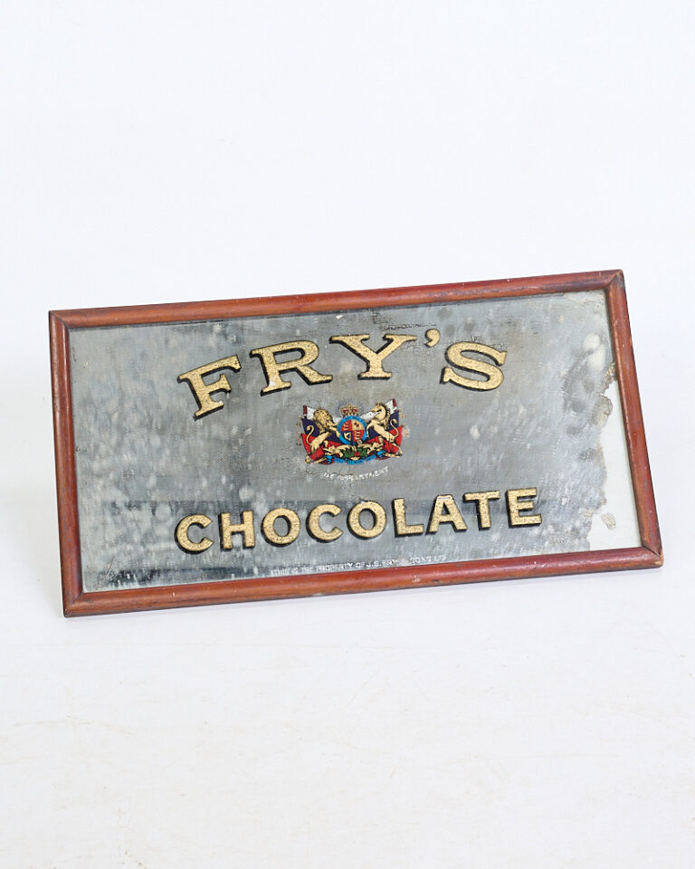 Vintage Fry's Chocolate Advertising Mirror with Gold Text