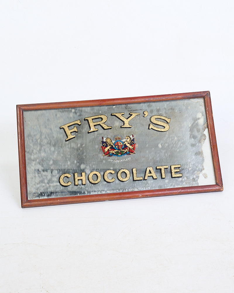 Vintage Fry’s Chocolate Advertising Mirror with Gold Text