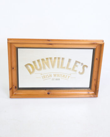 Vintage Dunville’s Irish Whiskey Mirror with Pine Frame