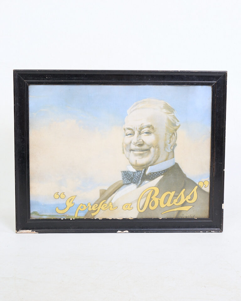 Vintage British Bass Beer Advertising Print in Wood Frame