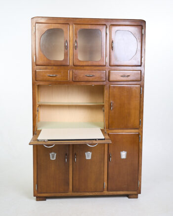 Vintage Mid-Century Wooden Larder Unit with Pull-Down Work Surface