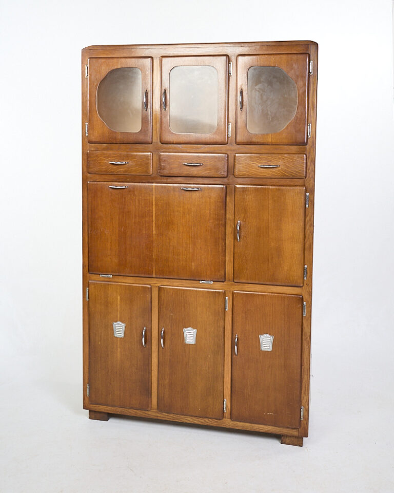Vintage Mid-Century Wooden Larder Unit with Pull-Down Work Surface