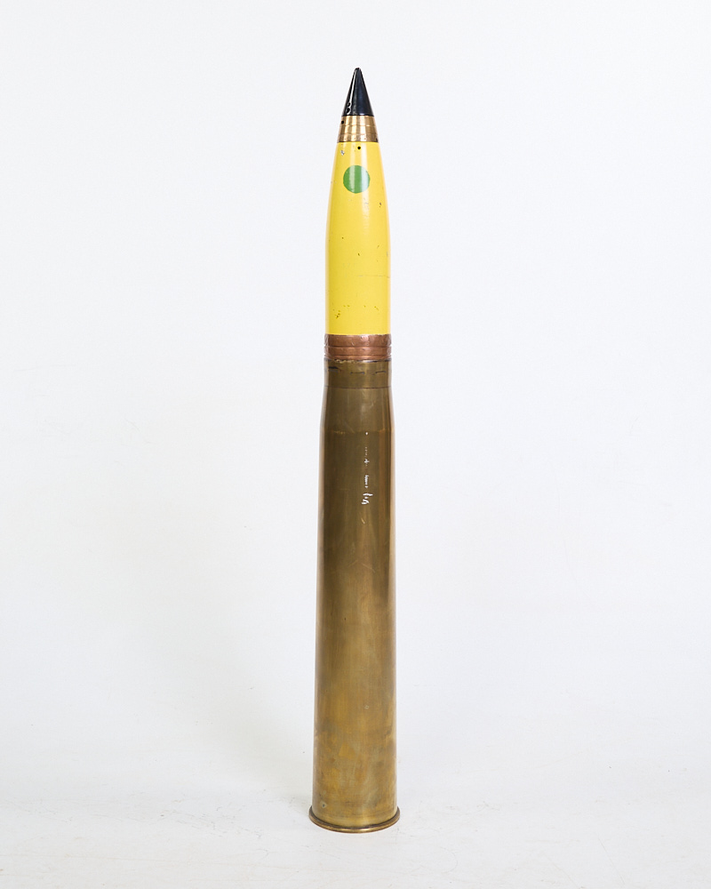 Vintage Inert Artillery Shell with Yellow Projectile