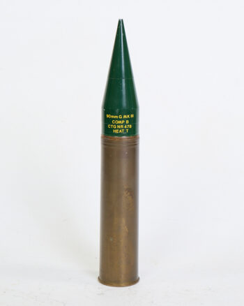 Vintage 90mm Military Shell Casing with Green Projectile