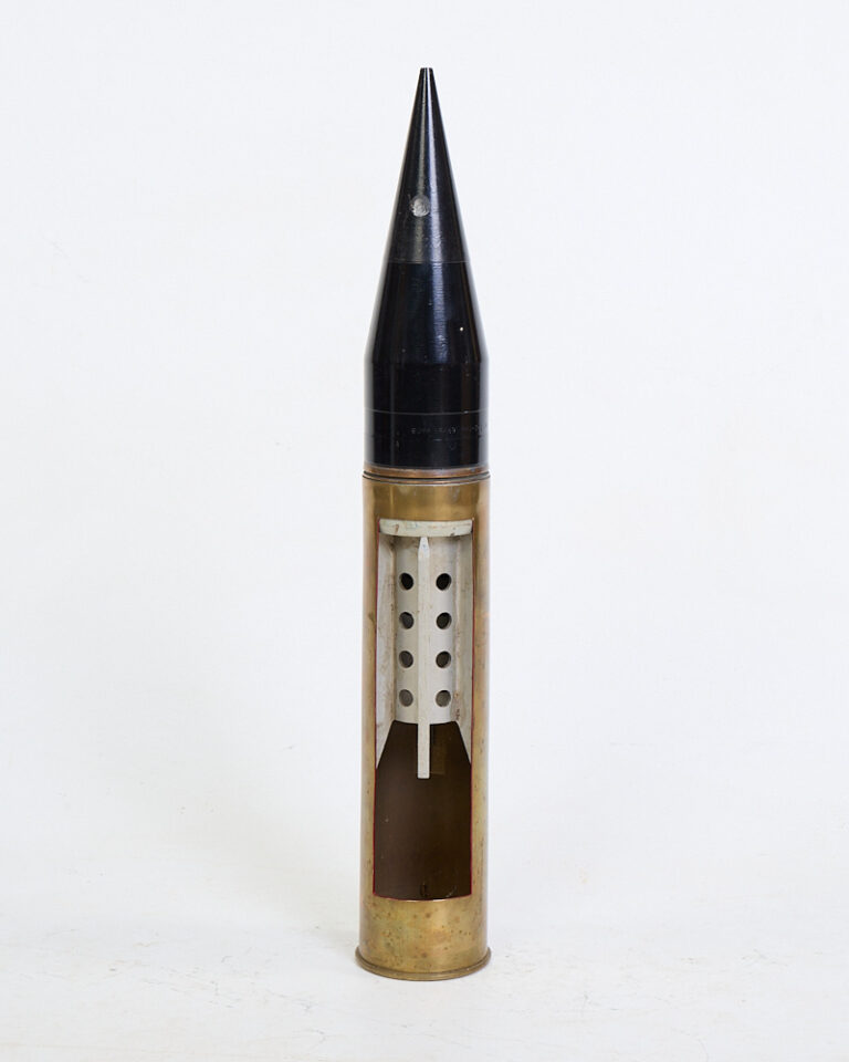 Vintage Brass Military Cutaway Shell with Black Projectile