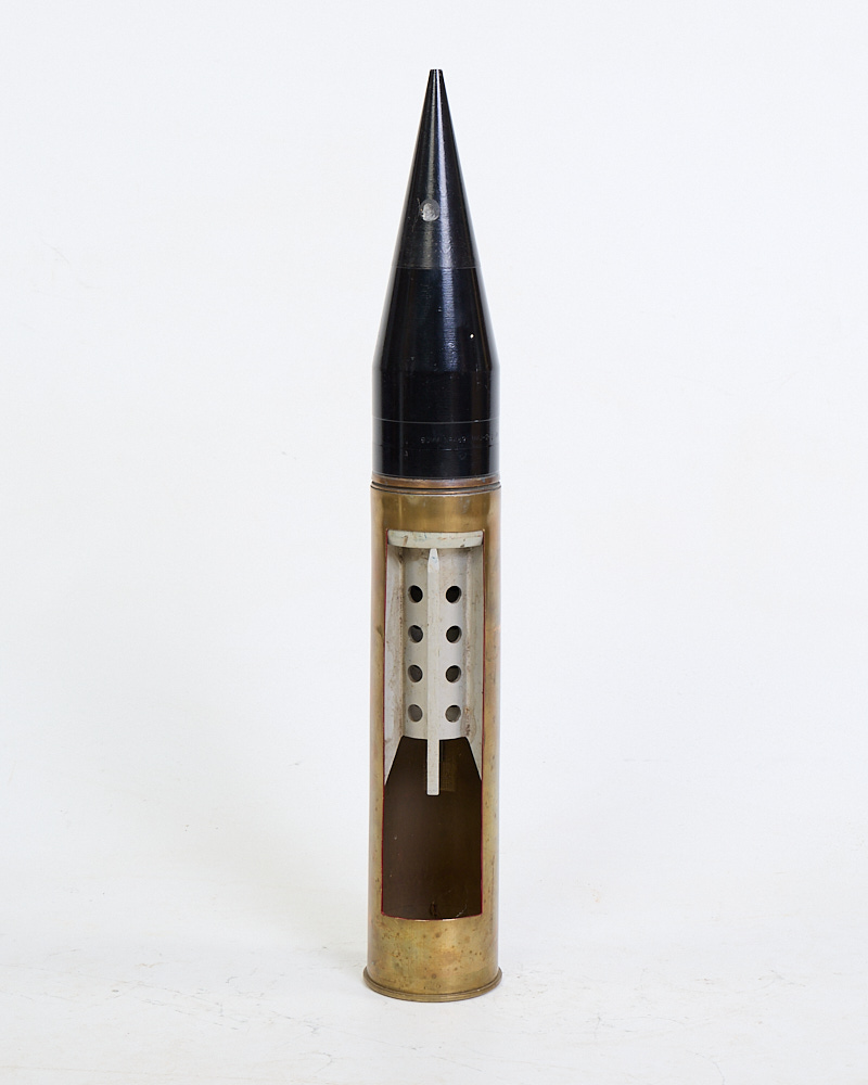 Vintage Brass Military Cutaway Shell with Black Projectile