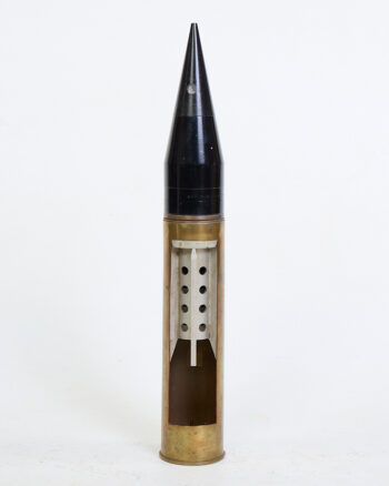 Vintage Brass Military Cutaway Shell with Black Projectile