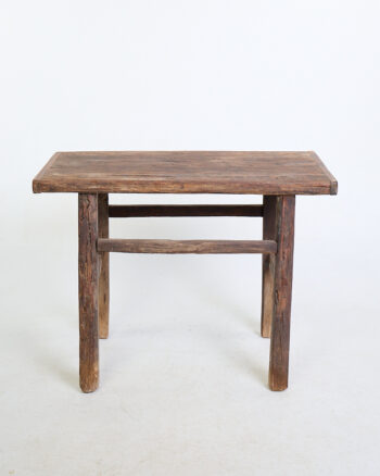 Antique Rustic Wood Console Side Table with Weathered Finish