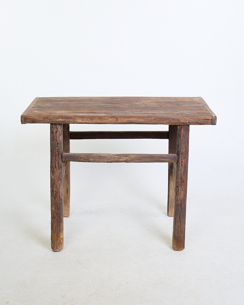 Antique Rustic Wood Console Side Table with Weathered Finish